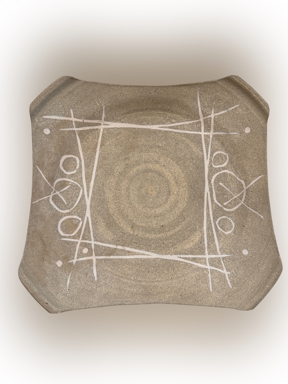 Signed Gambone Style Stoneware Wall Plate MCM Italian Studio Pottery 12”